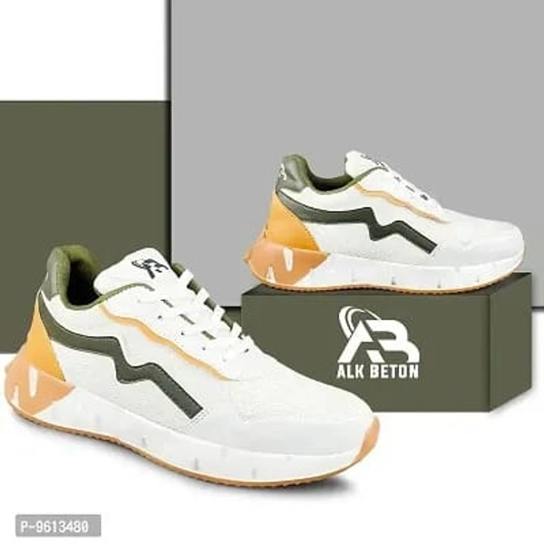 ALK BETON Trendy High Ankle Mens Sports Shoes And Sneakers - White, 9