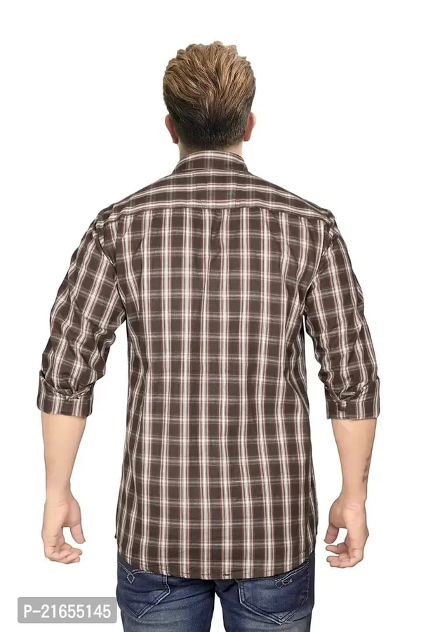 Malaviya Brothers Men's Full Sleeve Fabric Cotton Shirts Slim Fit Casual Shirt for Men's (Medium, Dark Brown) - XL, Nugget