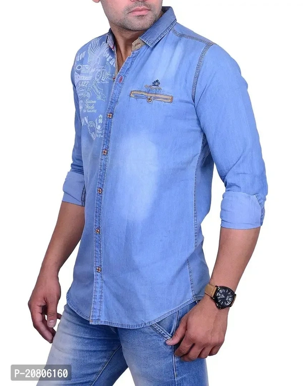 La Milano Solid Denim Shirt for Men Blue - Mariner, L