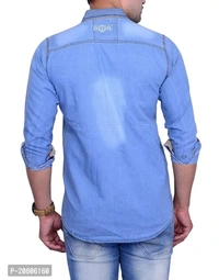 La Milano Solid Denim Shirt for Men Blue - Mariner, L