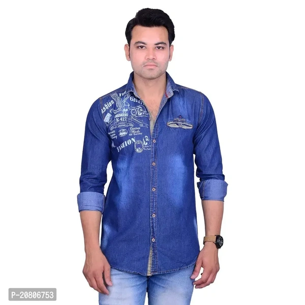La Milano Solid Denim Shirt for Men Blue - Klein Blue, M