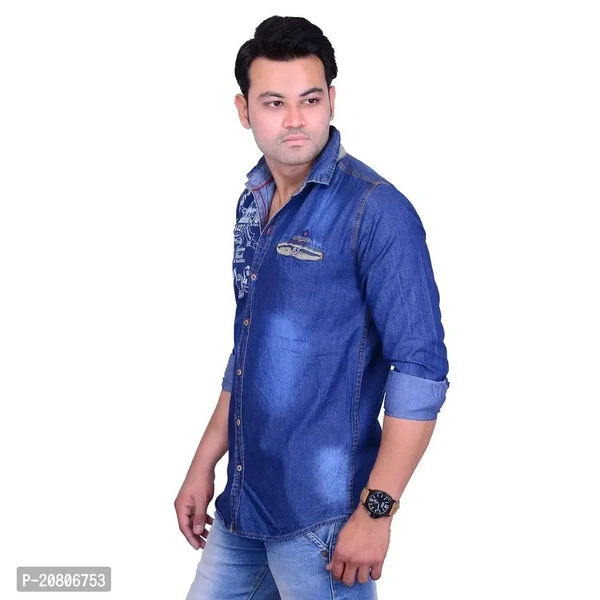 La Milano Solid Denim Shirt for Men Blue - Klein Blue, M
