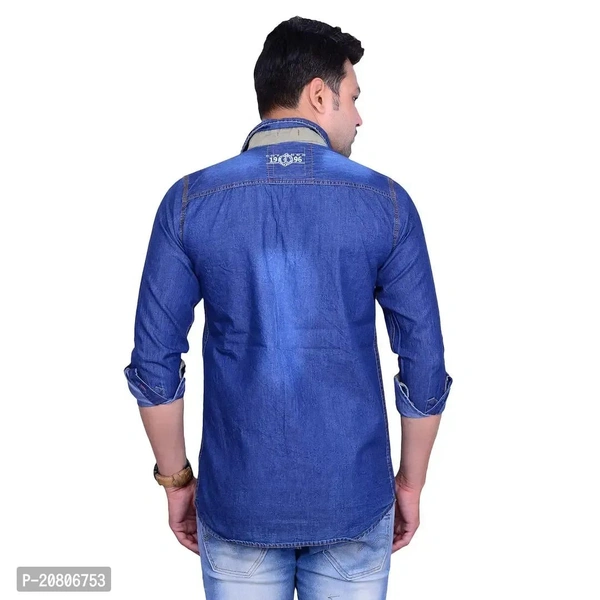 La Milano Solid Denim Shirt for Men Blue - Klein Blue, M