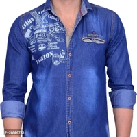 La Milano Solid Denim Shirt for Men Blue - Klein Blue, M