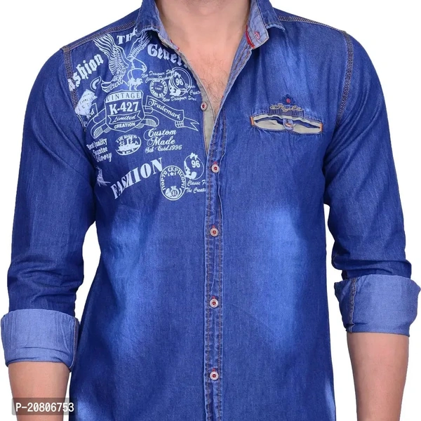 La Milano Solid Denim Shirt for Men Blue - Klein Blue, M