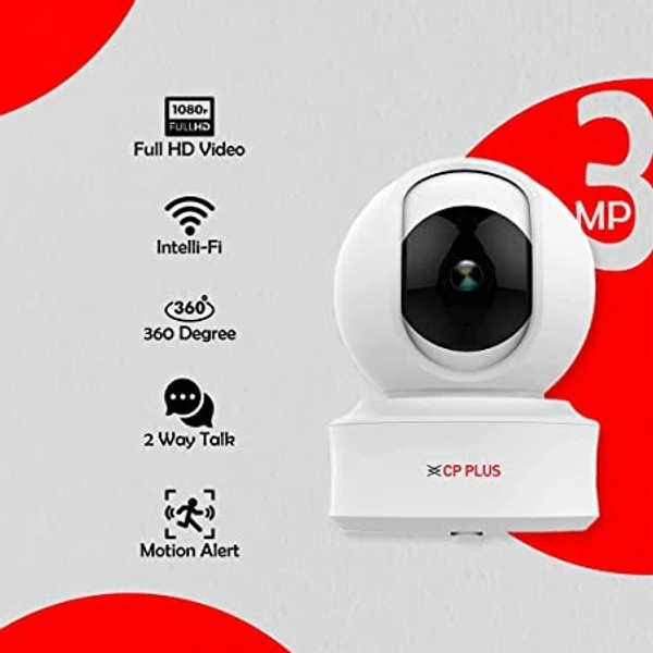 CP Plus 3 MP Home Wi-Fi PT Full HD Camera - White