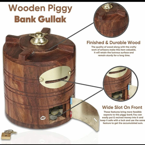 Wooden Money Bank Gullak ( Tank )
