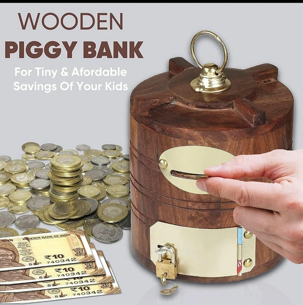 Wooden Money Bank Gullak ( Tank )