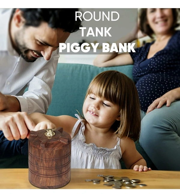 Wooden Money Bank Gullak ( Tank )