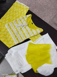 New Jaipuri Kurti With Pant Dupatta 3 Piece Full Set* - XL, Yellow π