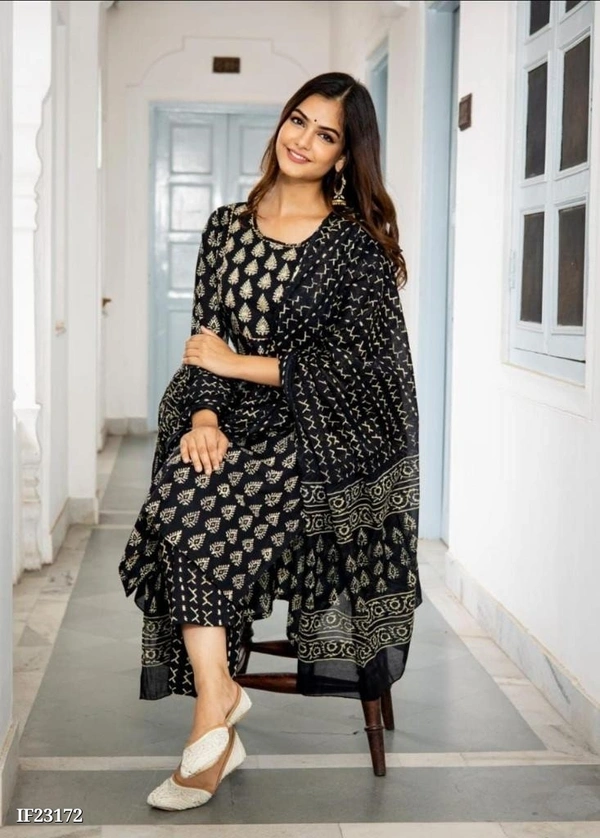Cotton Block Print Kurti Set - XXL