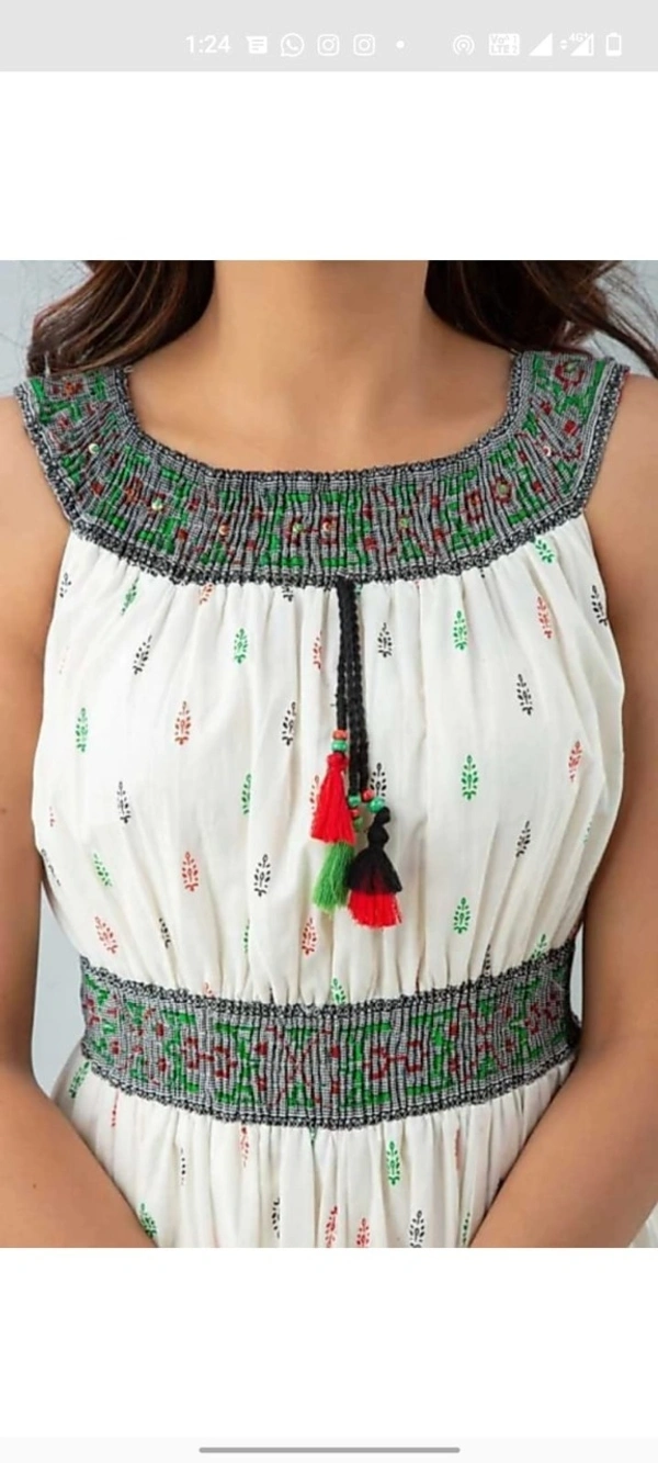 Beautiful Heavy Reyon Fabric Printed Gown Consite work/ Bobin Elastic - XL