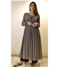 👗👗 NEW LAUNCH👗👗 BEAUTIFUL HEAVY Reyon ANARKALI KURTI WITH PANT MAL MAL DUPATTA - XL