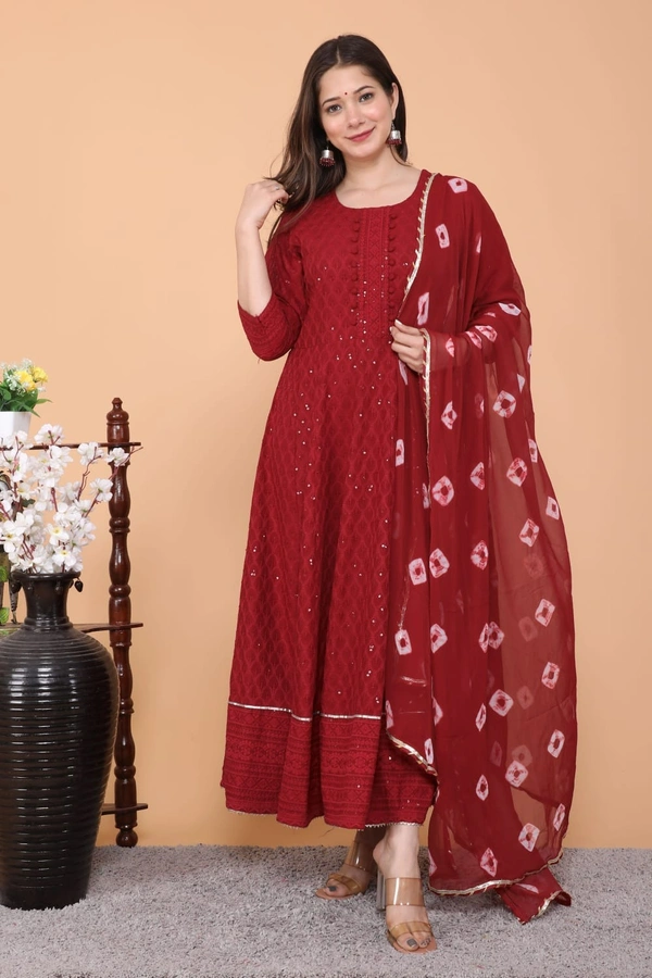 NEW LAUNCH 👗PARTY GOWN WITH DUPATTA - XL, Red