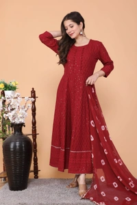 NEW LAUNCH 👗PARTY GOWN WITH DUPATTA - XL, Red