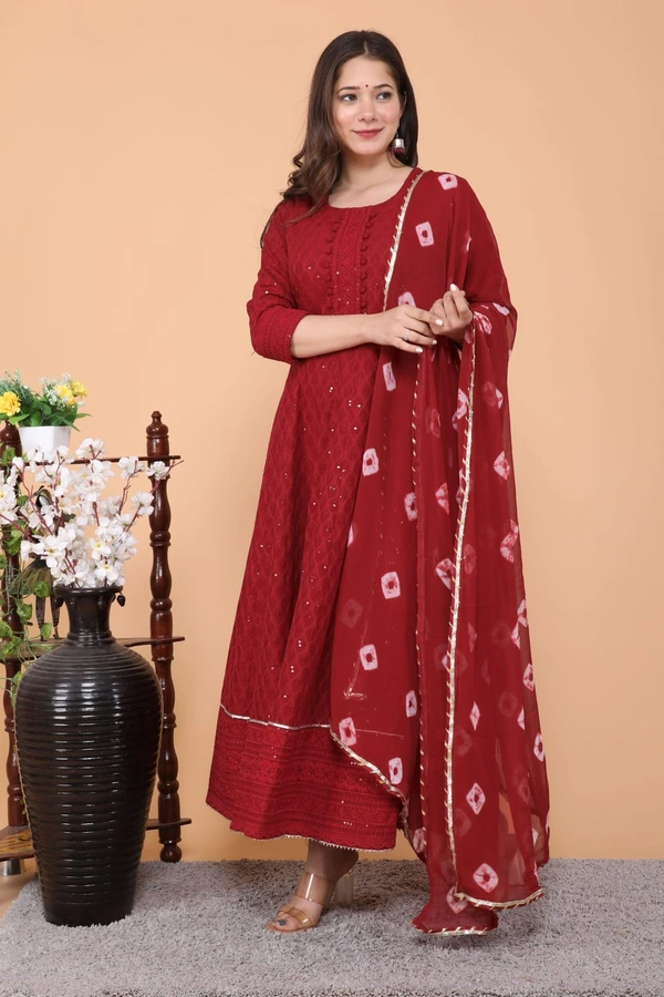 NEW LAUNCH 👗PARTY GOWN WITH DUPATTA - XL, Red