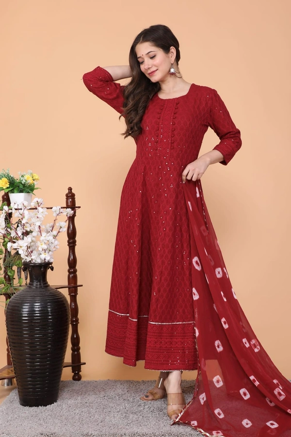 NEW LAUNCH 👗PARTY GOWN WITH DUPATTA - XXXL, Red