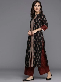 👗3 pcs Kuta set (Kurti with plazzo and dupatta )* Kurti and pant - L