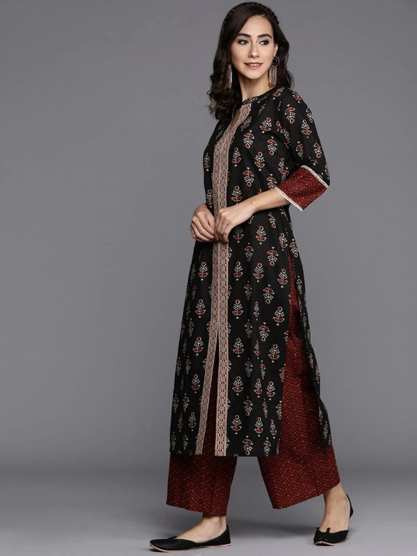 👗3 pcs Kuta set (Kurti with plazzo and dupatta )* Kurti and pant - L