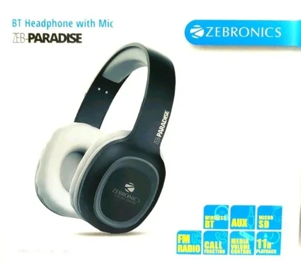 Zebronics Wireless BT Headphone  - Black With Gray