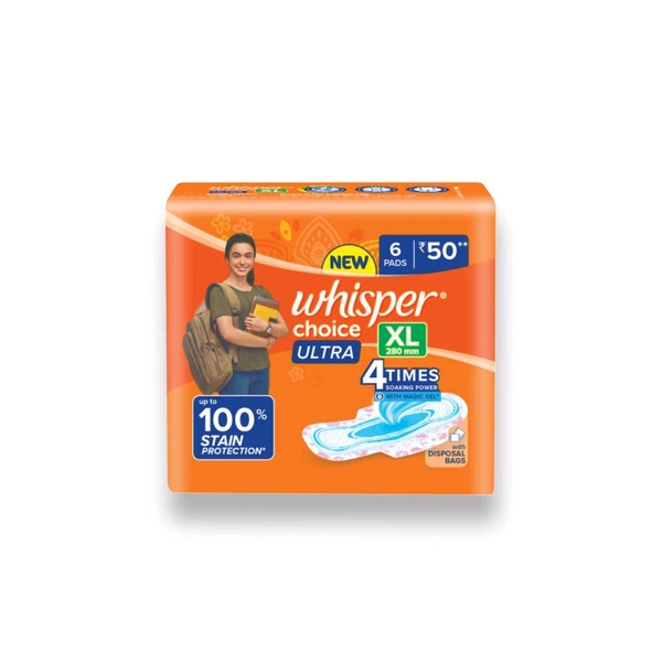 Whisper Choice Ultra XL 6s Sanitary Pads for Women - 280mm