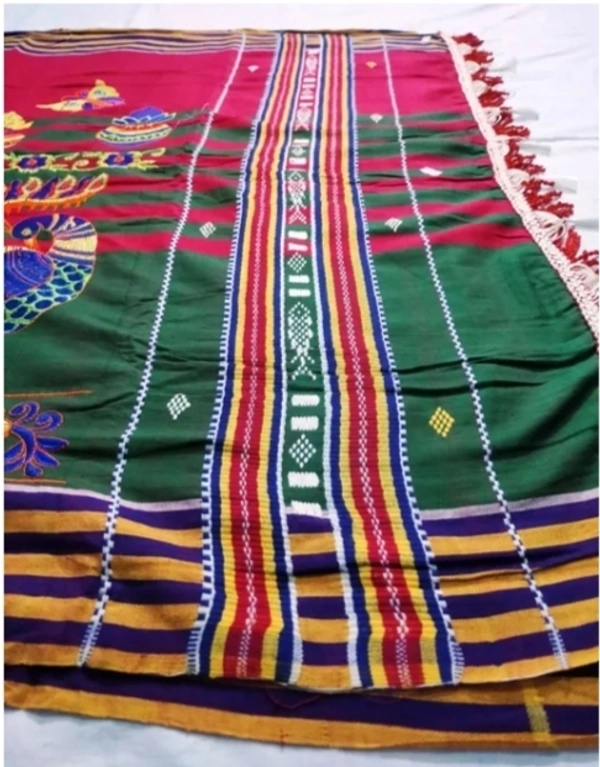 Blue Green Mix Red Lungi Panchi Saree