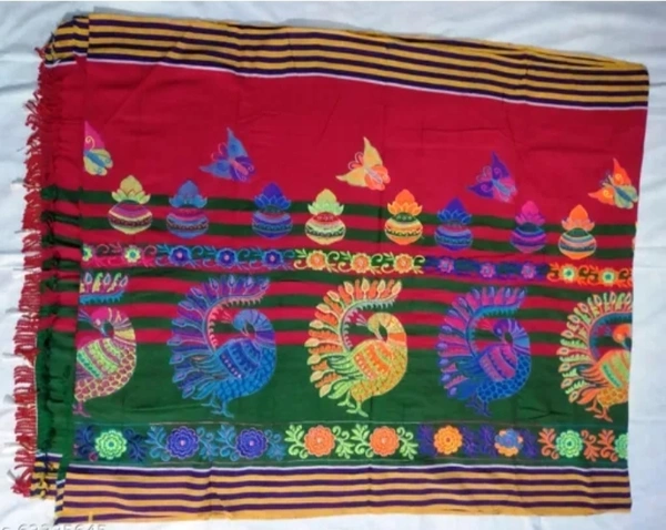 Red Blue Lungi Panchi Santhli Traditional Saree