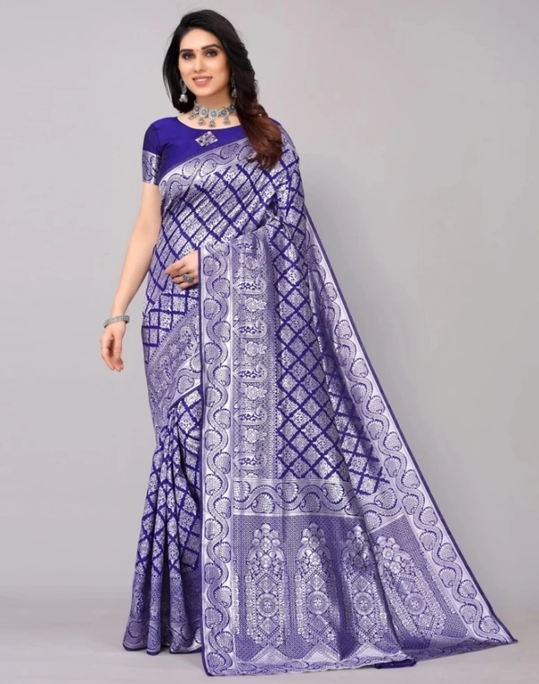 Pure Silk Saree (600CC) - Silver