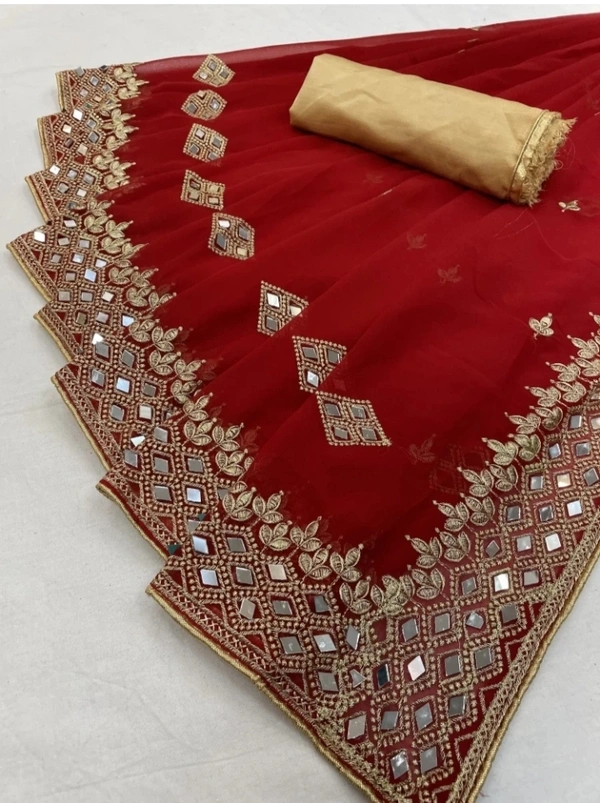 Georgette Saree  - Red