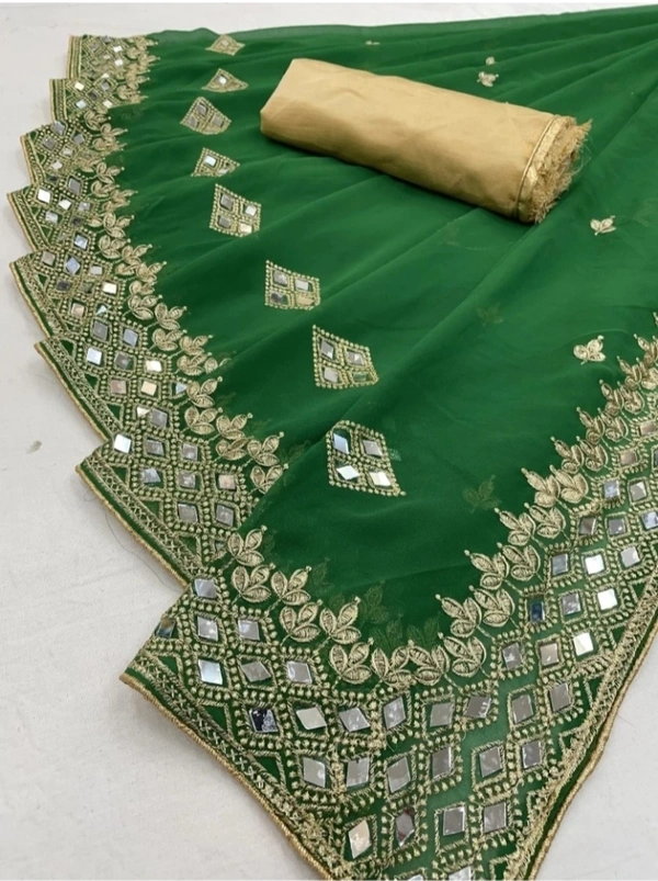 Georgette Saree  - GREEN