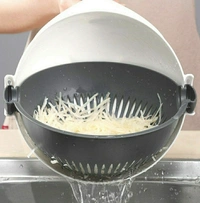 Multipurpose Bowl, Cutter With 6 Blades & Drainer For Vegitables  - White & Black