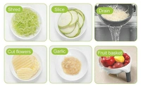 Multipurpose Bowl, Cutter With 6 Blades & Drainer For Vegitables  - White & Black