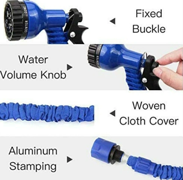 Magic Hose Garden Pipe, 15m 50 Feet Expandable Garden Hose for Car Washing Gun Retractable Gardwn  - Royal Blue, 15 M