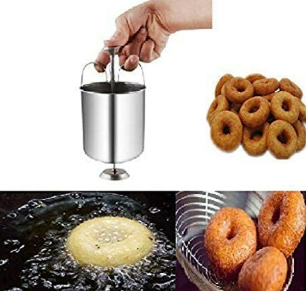 Stainless Steel Medu wada Maker with Stand Mendu wada Machine Makes Perfectly Shaped & Crispy Medu wada - Gray