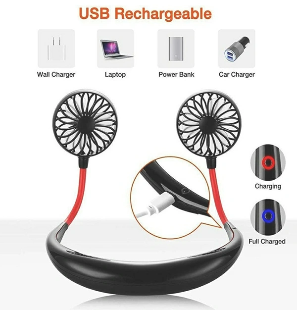Portable Fan Hand Free Personal Neck Fan - Rechargeable Portable Neck Fan Small Personal USB Fan, Mini LED Fan is Perfect For Office Travel Outdoor Camping