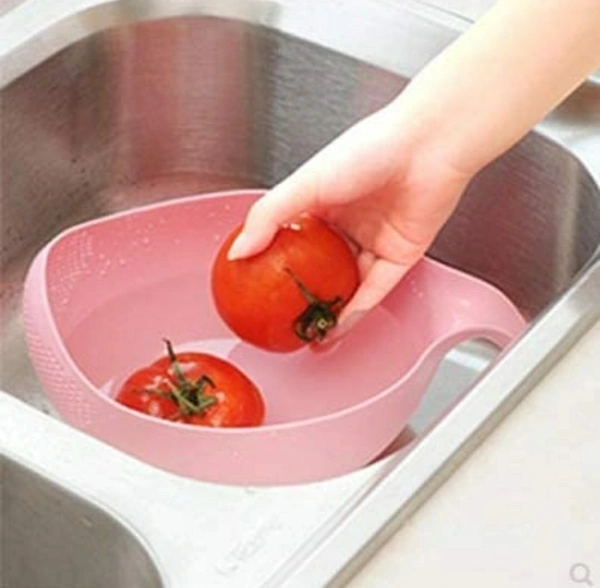Rice Bowl with Handle Rice Pulses Fruits Vegetable Noodles Pasta Washing Mixing Bowl and Drainer Strainer for Storing and Straining, Vegetable and Food Drainer, Rice Wash Bown  - Wafer