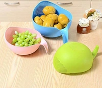 Rice Bowl with Handle Rice Pulses Fruits Vegetable Noodles Pasta Washing Mixing Bowl and Drainer Strainer for Storing and Straining, Vegetable and Food Drainer, Rice Wash Bown  - Wafer