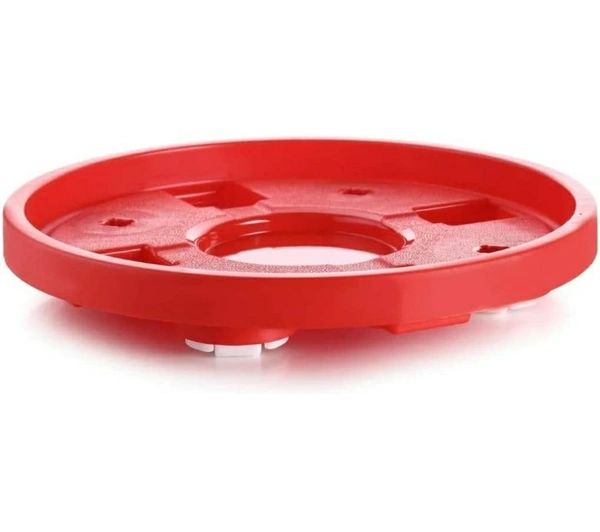 Plastic Cylinder Trolley Easily Movable Stand with Wheels/Gas Trolley/LPG Cylinder Stand/Water Bottle Trolley/Flower Pot Stand - Red