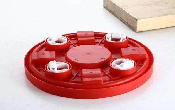 Plastic Cylinder Trolley Easily Movable Stand with Wheels/Gas Trolley/LPG Cylinder Stand/Water Bottle Trolley/Flower Pot Stand - Red