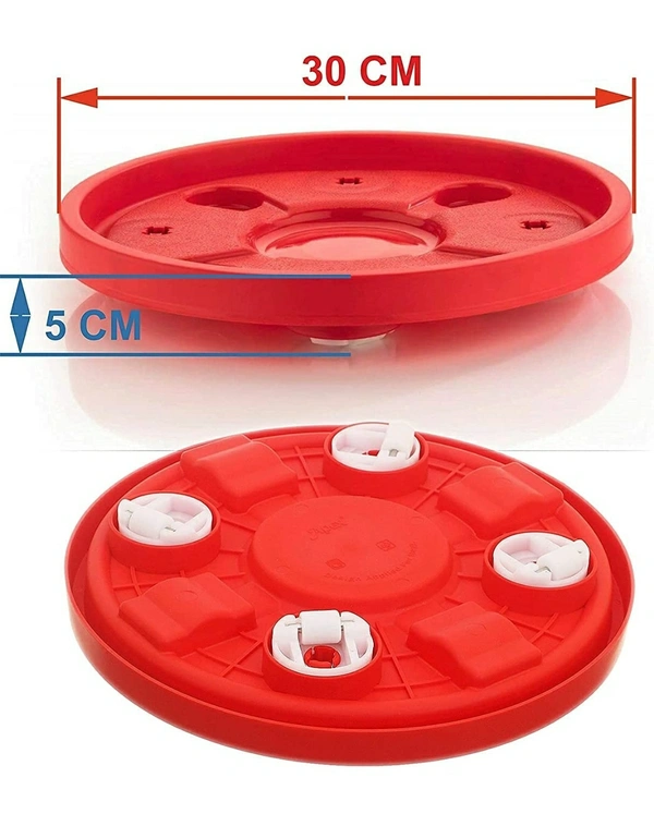 Plastic Cylinder Trolley Easily Movable Stand with Wheels/Gas Trolley/LPG Cylinder Stand/Water Bottle Trolley/Flower Pot Stand - Red