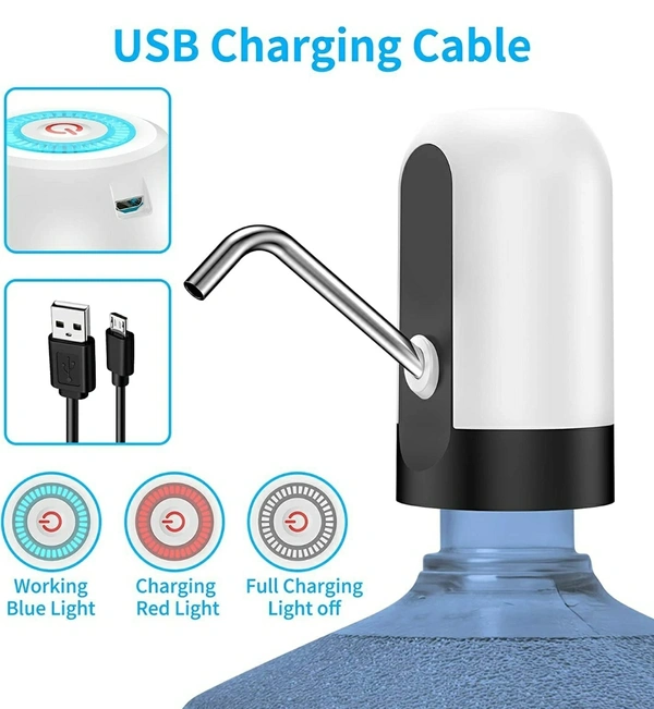 Automatic Water Dispenser Pump | USB Rechargeable Battery Water Pump for 20 Litre Bottle | Electric Water Dispenser | Water Can Dispenser Pump with Built in Copper String Benefits | Water can Pump