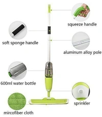 Healthy Spray Mop - Floor Mop with Removable Washable Cleaning Pad and Integrated Water Spray Mechanism (Random Color)
