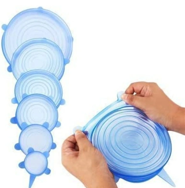 Silicone Stretch Lids, Multi Size Reusable Silicone Lids Food and Bowl Covers, Dishwasher and Freezer Safe (Color May Vary) (Pack of 6 Pcs)