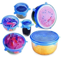 Silicone Stretch Lids, Multi Size Reusable Silicone Lids Food and Bowl Covers, Dishwasher and Freezer Safe (Color May Vary) (Pack of 6 Pcs)