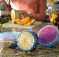 Silicone Stretch Lids, Multi Size Reusable Silicone Lids Food and Bowl Covers, Dishwasher and Freezer Safe (Color May Vary) (Pack of 6 Pcs)