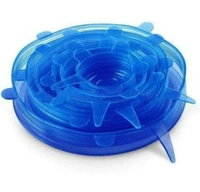 Silicone Stretch Lids, Multi Size Reusable Silicone Lids Food and Bowl Covers, Dishwasher and Freezer Safe (Color May Vary) (Pack of 6 Pcs)