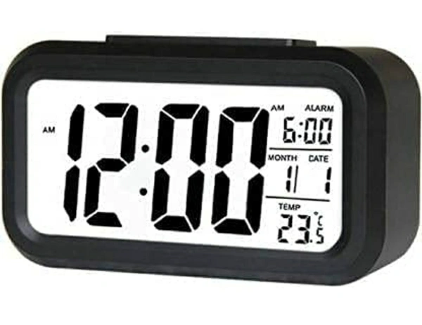 Digital Led Alarm Clock, Mirror Clock for Heavy Sleepers Kids Large Led Display with Snooze Time Temperature Function (Black Clock)61%off - Black