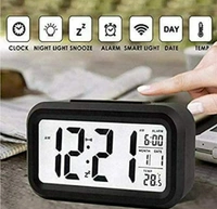 Digital Led Alarm Clock, Mirror Clock for Heavy Sleepers Kids Large Led Display with Snooze Time Temperature Function (Black Clock)61%off - Black