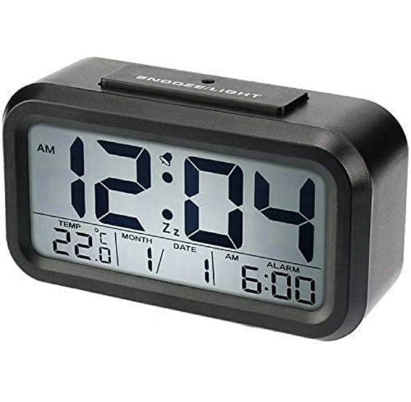 Digital Led Alarm Clock, Mirror Clock for Heavy Sleepers Kids Large Led Display with Snooze Time Temperature Function (Black Clock)61%off - Black