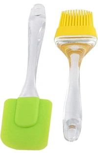 Kitchen Pastry Silicon Spatula and Oil Brush Set for Cake Mixer, Baking, Oiling, BBQ, Oven Tandoor Grilling Non Stick Cookware55%off